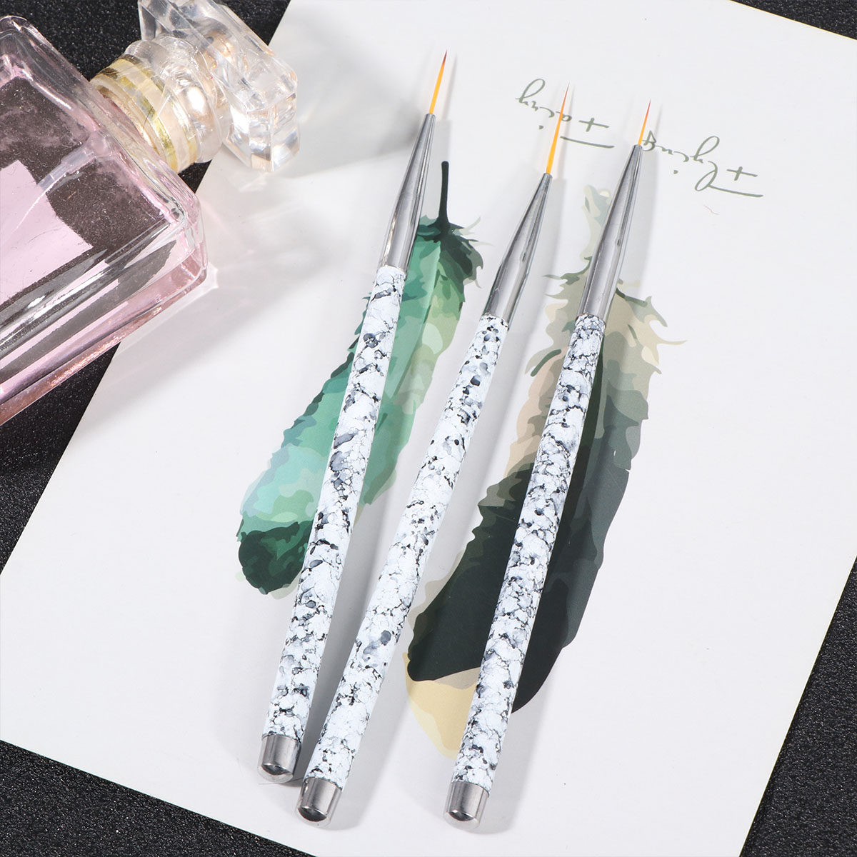 Brush Bristle Set - 3종 네일 아트 브러쉬 세트, 아크릴/인조/천연